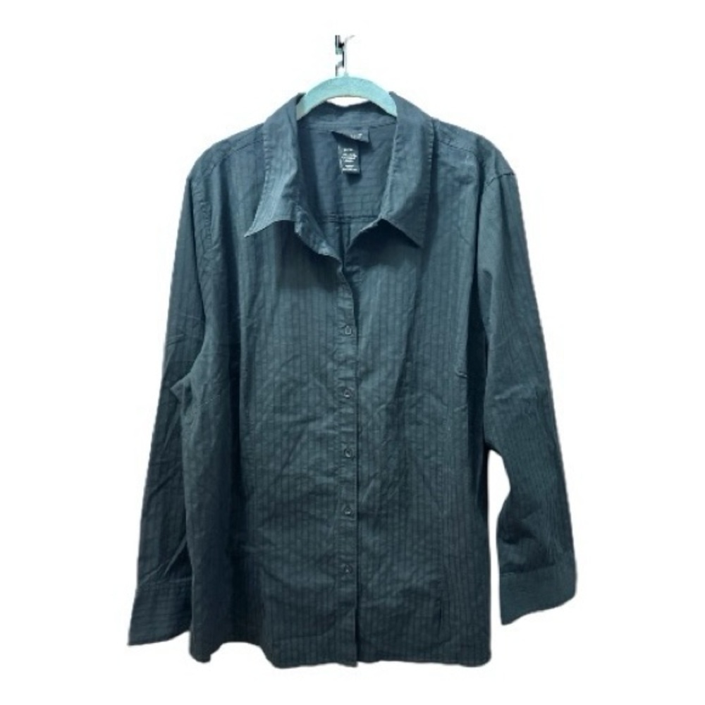 LANE BRYANT Black Button Front Business Casual Blouse Size 22/24 Full Figure